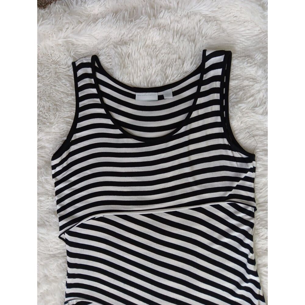 New York & Co Sleeveless Black & White Striped Long/Maxi Dress Sz Small - Picture 2 of 10